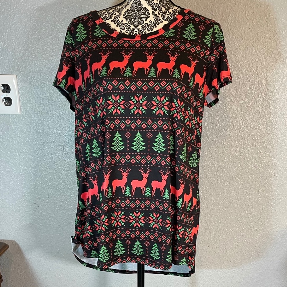 Fair isle short sleeve holiday shirt